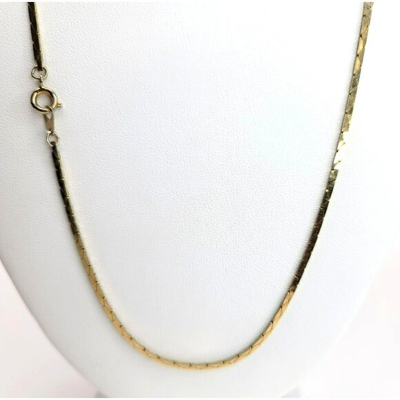 Vintage Gold Tone Necklace + Shape Herringbone Fashion Costume Chain CT9 - Picture 5 of 5